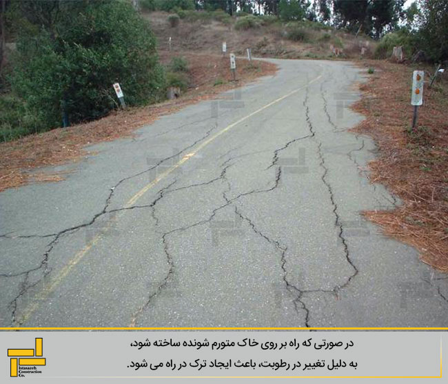 راه ساخته شده بر روی خاک متورم شونده