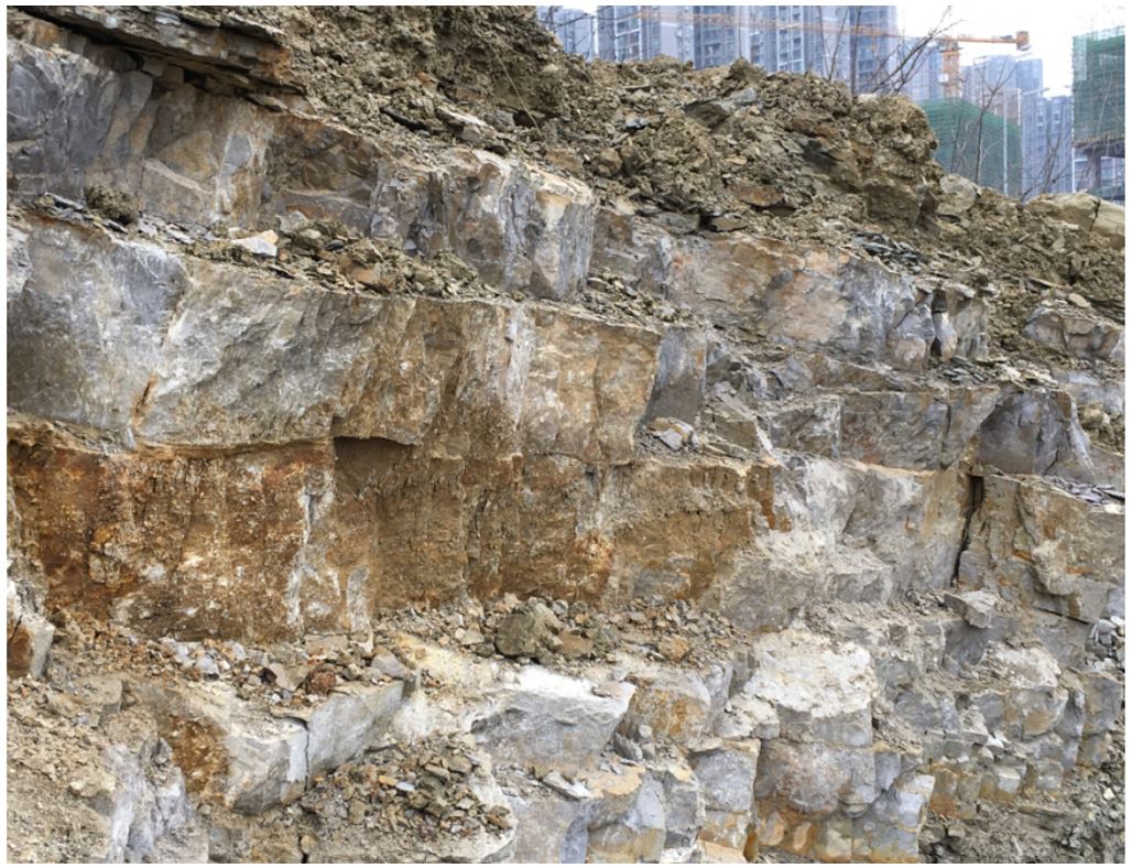 نمای کلی جبهه حفاری و مقطع زمین‌شناسی مهندسی محل پروژه